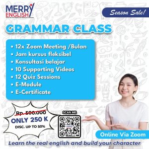 flyer kelas online Grammar